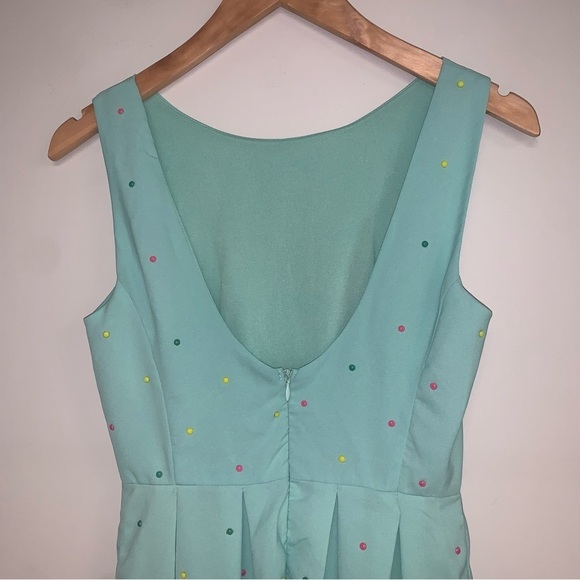 Mustard Seed Dress Size Small Teal  Multicolour Polka Dots Scoop Neck‎ Pleated - Picture 6 of 9